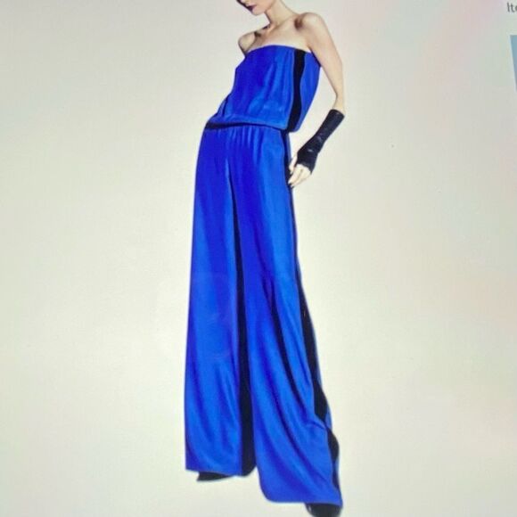 Alexis Royal Blue Strapless 100% Silk Jumpsuit S